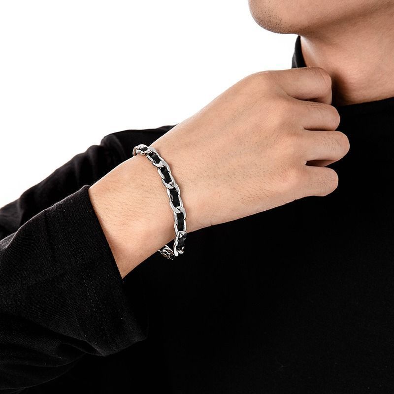 Bracelet For Men Titanium Steel Design Niche Domineering High-end Feel Hip-hop Trendy Men's Cuban Wrist Jewelry_voghion.com