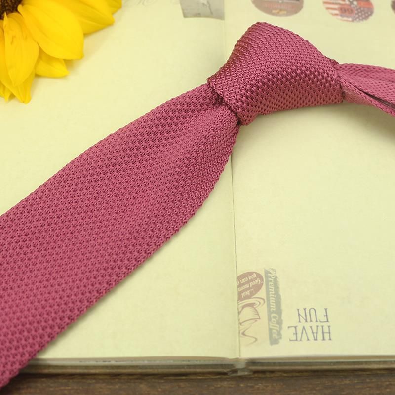 Cravatta per uomo, casual, versatile, stile college, da donna, 6 cm, tinta unita, rosa loto, lavorata a maglia, testa piatta, personalità piccola_voghion.com