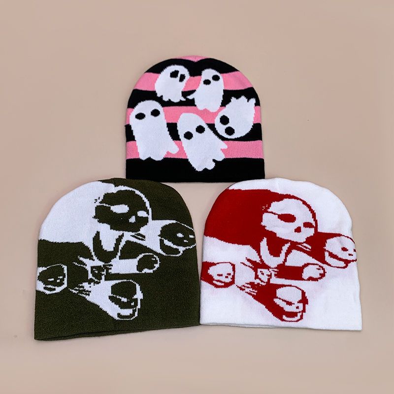 New Hip Hop Halloween Men's and Women's Jacquard Woolen Knitted Autumn/Winter Hat Trendy Alphabet Warmth_voghion.com