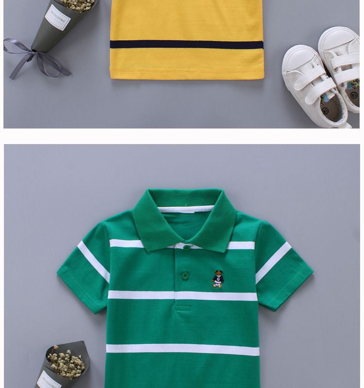 Summer Striped Korean Casual Children's Short Sleeved Cotton T Shirts For Boys And Girls Baby Bottoming Shirts_voghion.com