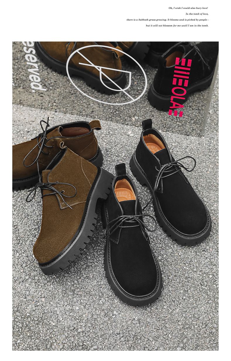 Martin-Stiefel mit dicker Sohle und großem Kopf, Retro-Stiefel mit niedrigem Schaft_voghion.com