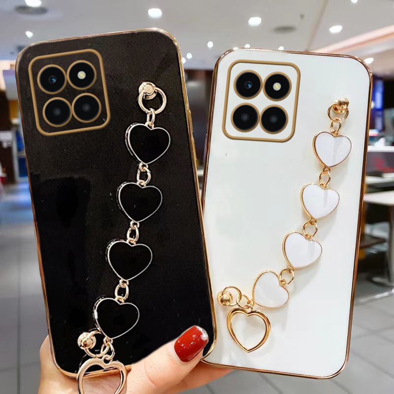 Phone Cover For Honor X6a Plus with Love Heart Chain Plating Full protecter case_voghion.com