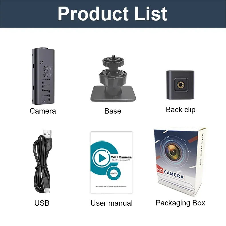 Mini-Kamera, WLAN, Smart-Home-Sicherheit, Nachtsicht, Mehrbenutzer-Fernüberwachung, kleine Camcorder, tragbarer eingebauter Akku_voghion.com