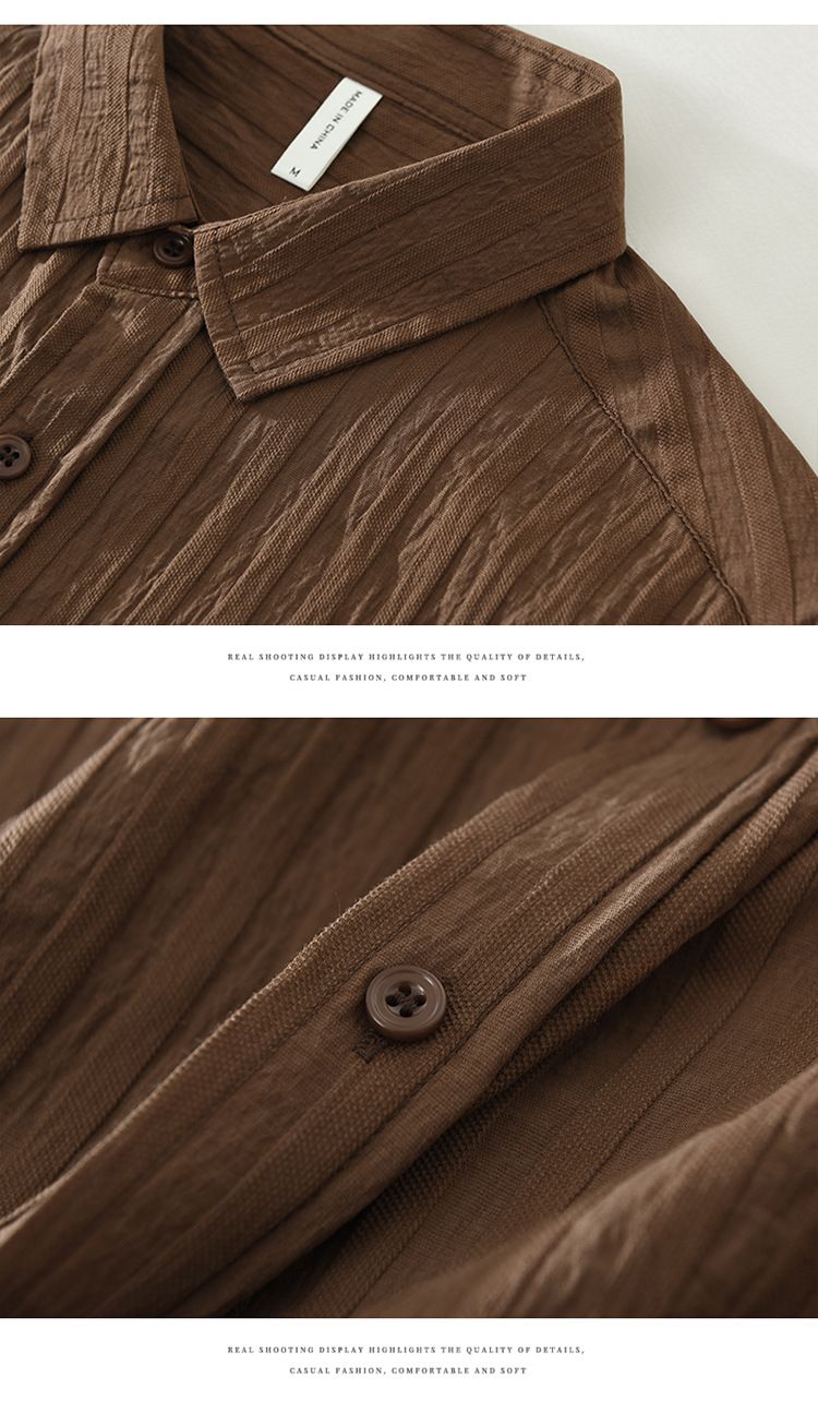 7771 Japanese Trendy Tencel Long-sleeved Shirt, Men's Fashionable Versatile Literary And Casual Loose Top, One Piece Is Sent On Behalf Of Others._voghion.com