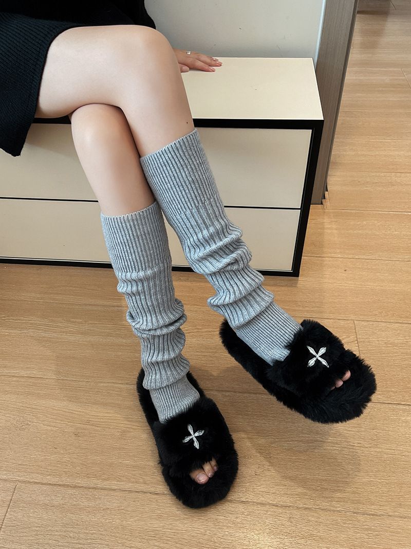 Dicke Fußsocken für Herbst und Winter, Yoga-Beinlinge, einfarbig, warme Fußabdeckung für Damen_voghion.com