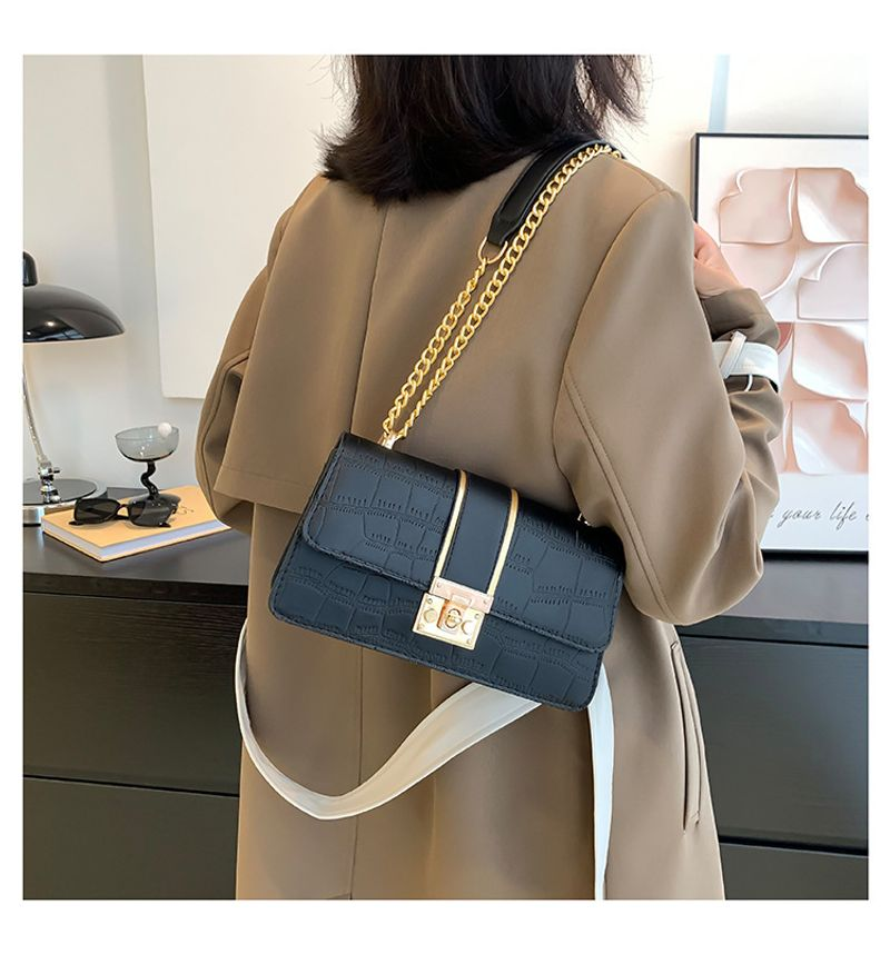 Taschen Unterarm Neue Herbst Koreanische Mode Kette Trendy Texturer Casual Stein Muster Pendler Schulter Tasche_voghion.com