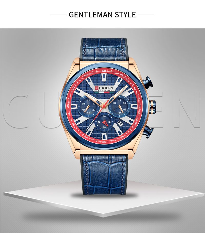 Herrenarmbanduhr, klassischer Sport-Chronograph, Zifferblätter, Quarz, Lederarmband für Männer_voghion.com