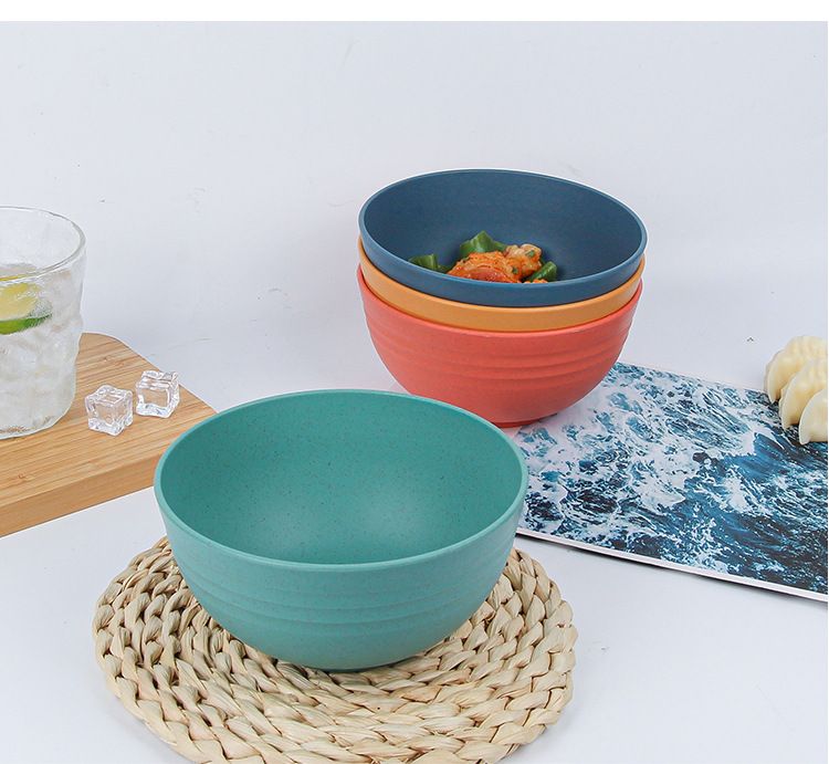 Umweltfreundliches Weizenstroh-Schüsseln-Set – Mikrowellengeeignetes Geschirr im nordischen Stil für Zuhause und das Büro (15 cm, 4 Farben)_voghion.com