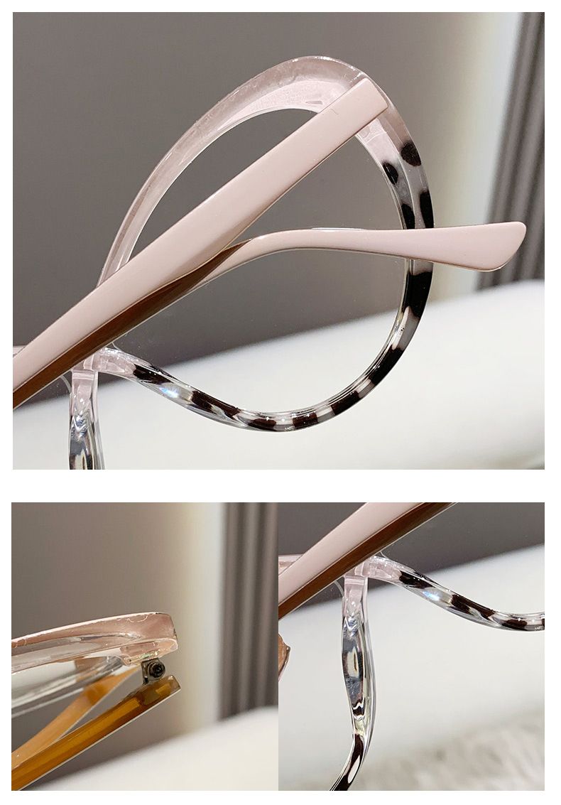 2024 Nouvelle monture de lunettes à plaque ovale Monture de lunettes pour chat Lunettes anti-lumière bleue à blocs de couleurs Monture de lunettes pour ordinateur_voghion.com