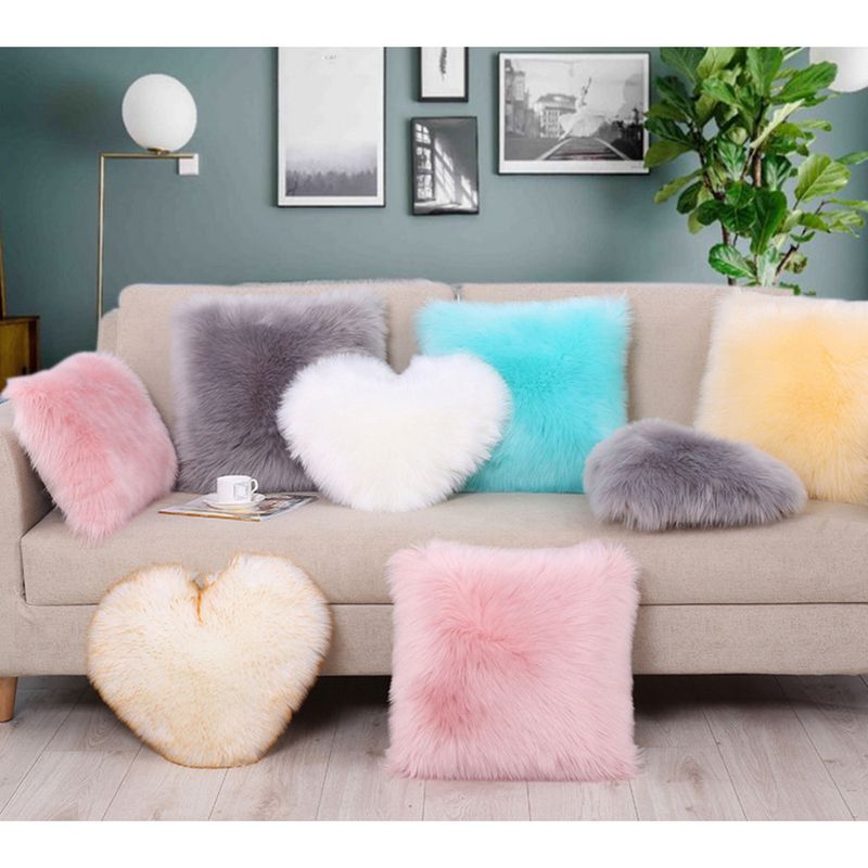 Nordischer Stil, langer Plüsch, schlicht, einfarbig, Wollkissenbezug für die Kopfstütze des Schlafsofas_voghion.com