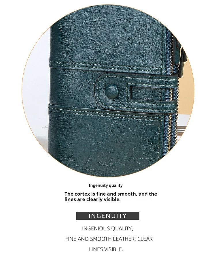 Wallet Women's Long Korean Edition Large Capacity Buckle Zipper Handheld Bag Fashionable Multi Card Wallet_voghion.com