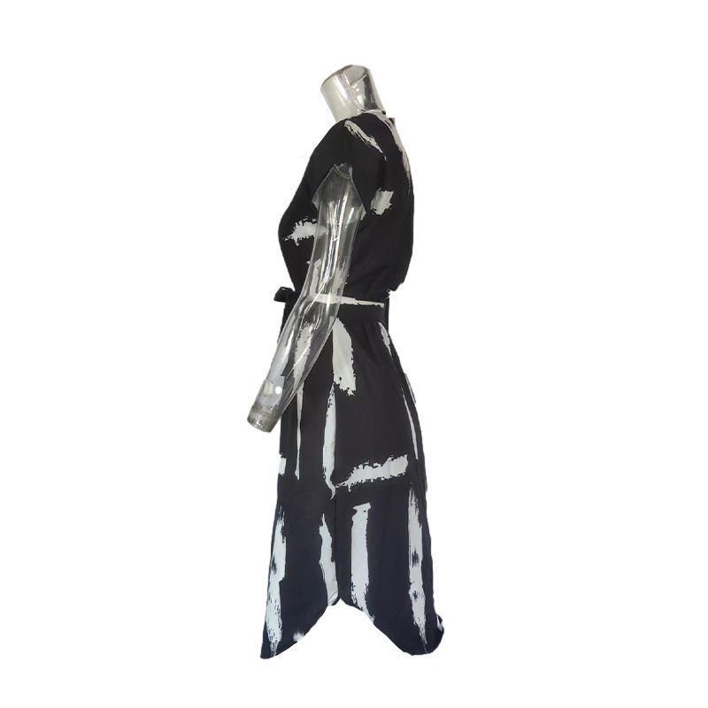 Temperamentkleid für Frauen 2025 Neuer sanfter Stil V-Ausschnitt Französischer High-End-eleganter chinesischer Feng Shui-Tintendruckrock_voghion.com