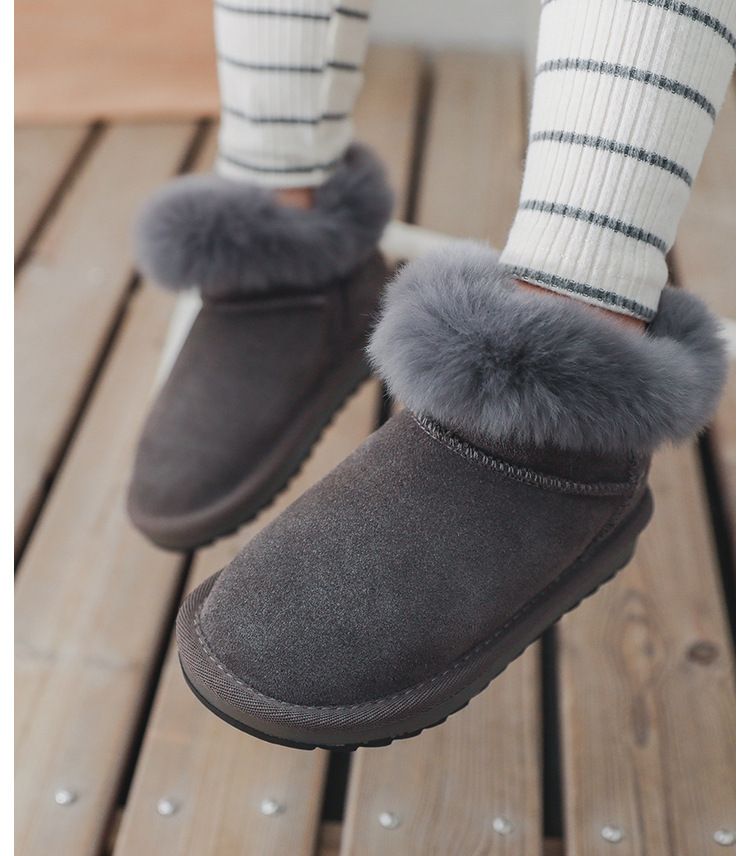 Zapatos de bebé de invierno nuevos, botas cálidas de algodón con boca de piel de conejo de cuero genuino, zapatos antideslizantes para bebés_voghion.com