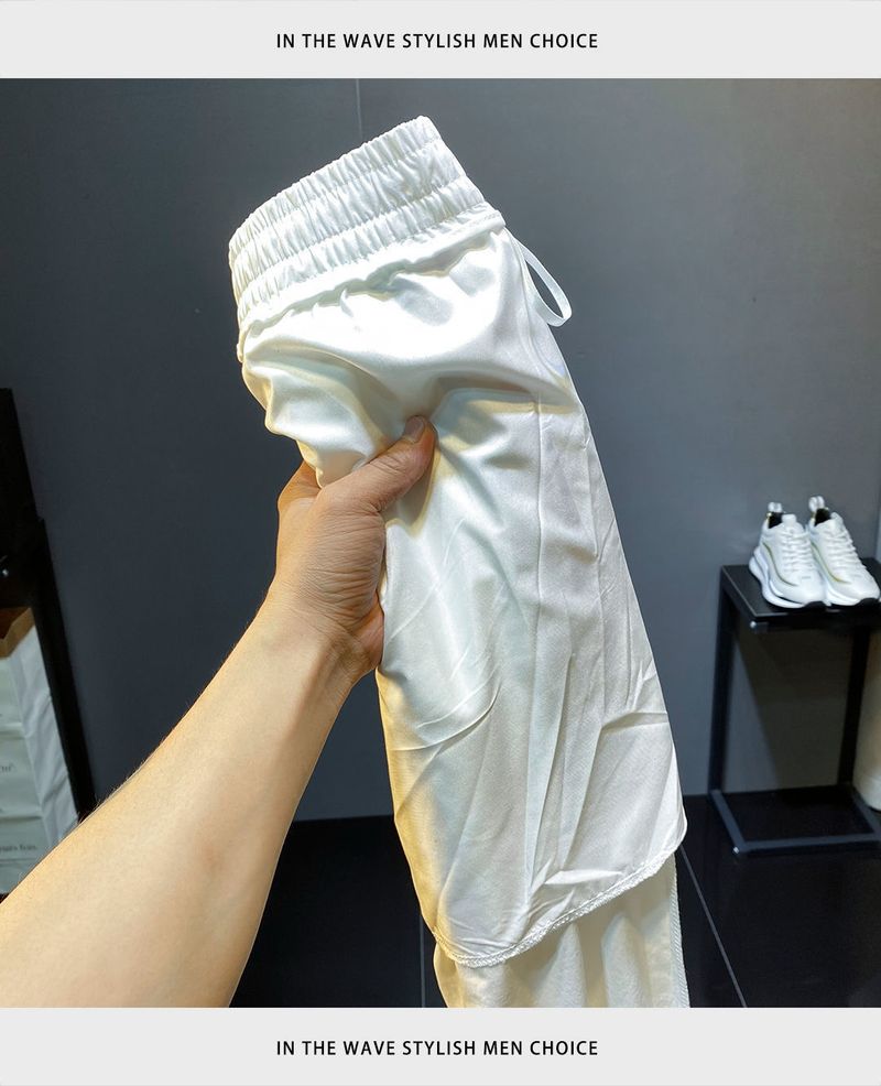 Summer Thin Ice Silk Men, Loose And Versatile, Trendy Sports Leggings, Cropped Casual Pants For Men_voghion.com