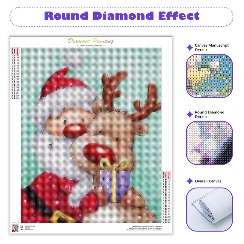 PhotoCustom 5d Diamond Painting Diamond Embroidery Santa Claus and Reindeer Diamond Mosaic Figure Full Handmade Gift_voghion.com