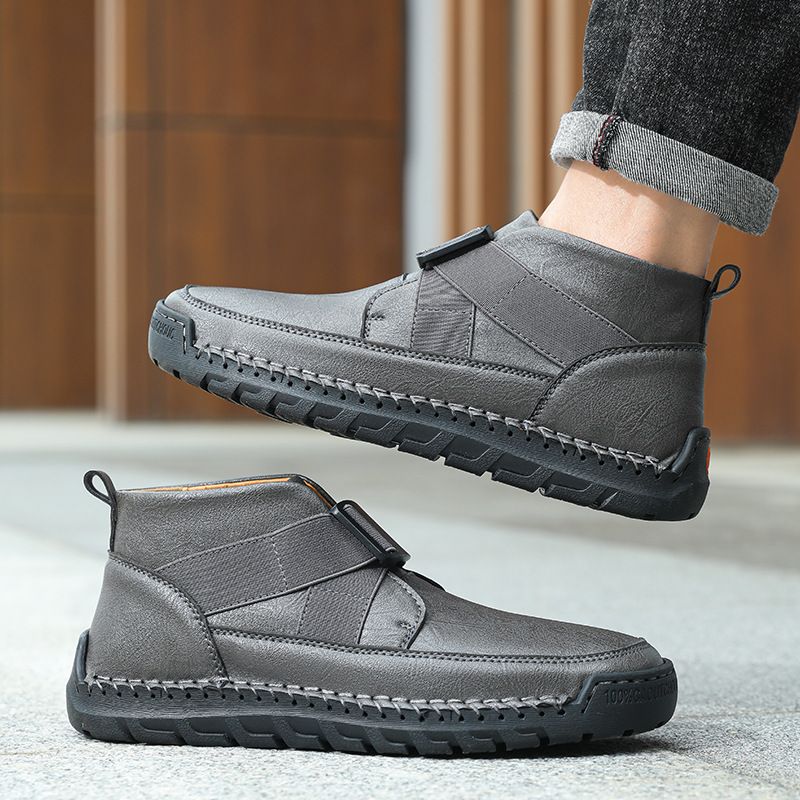 Scarpe da uomo slip-on casual di grandi dimensioni, in pelle, nuove, cucite a mano, autunno-inverno_voghion.com