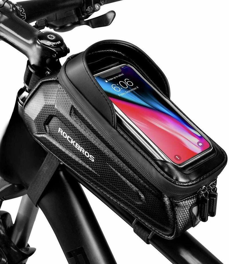 ROCKBROS Sacoche de cadre de vélo Sacoche de vélo Sacoche pour téléphone portable 6,8'' Hydrofuge 1,7 L Noir_voghion.com