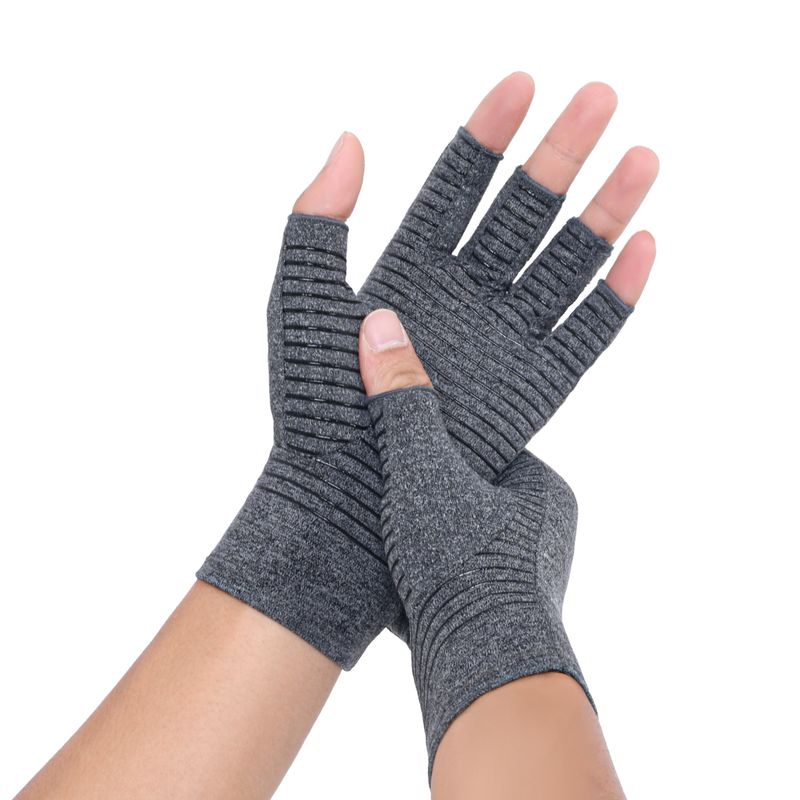 Gants de cyclisme Gants de compression en ions cuivre et fibre de cuivre Gants de rééducation pour entraînement à la pression en soins infirmiers Gants demi-doigts_voghion.com