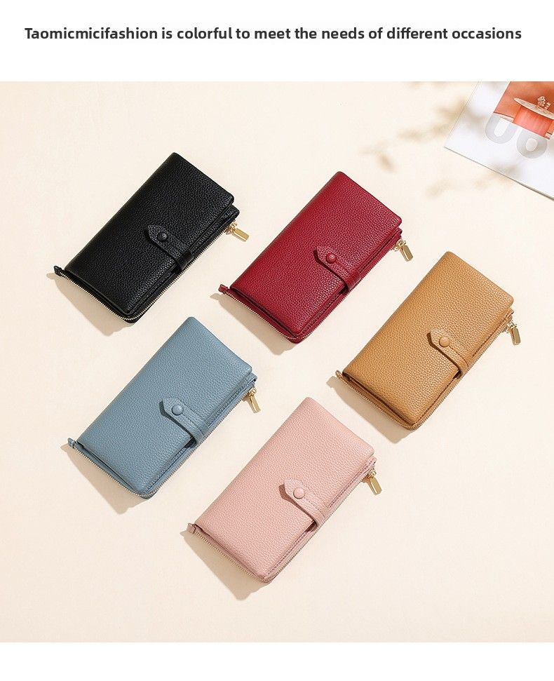 Long Women's Wallet With Large Capacity, Multiple Card Slots, Two-fold Reverse Pocket, Portable Drawer, Zipper Coin Wallet_voghion.com