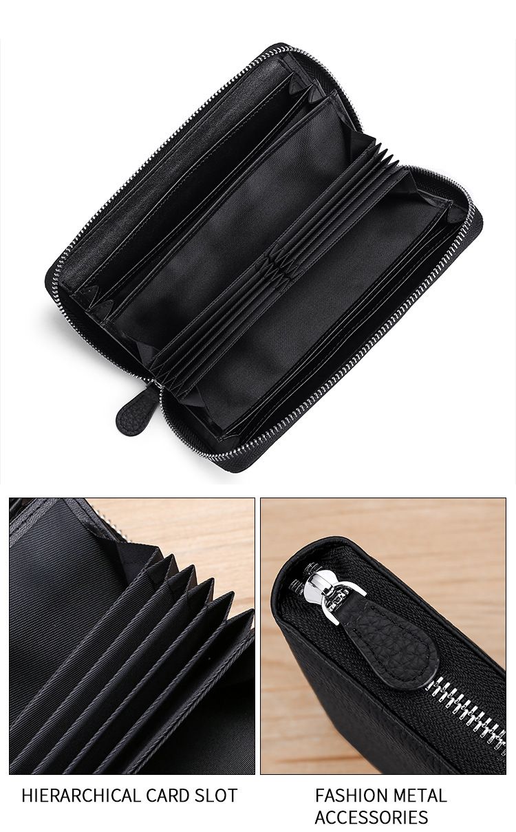 Multifunctional genuine leather wallet large capacity men and women handbags first layer cowhide mobile phone bag clutch bag retro coin purse_voghion.com