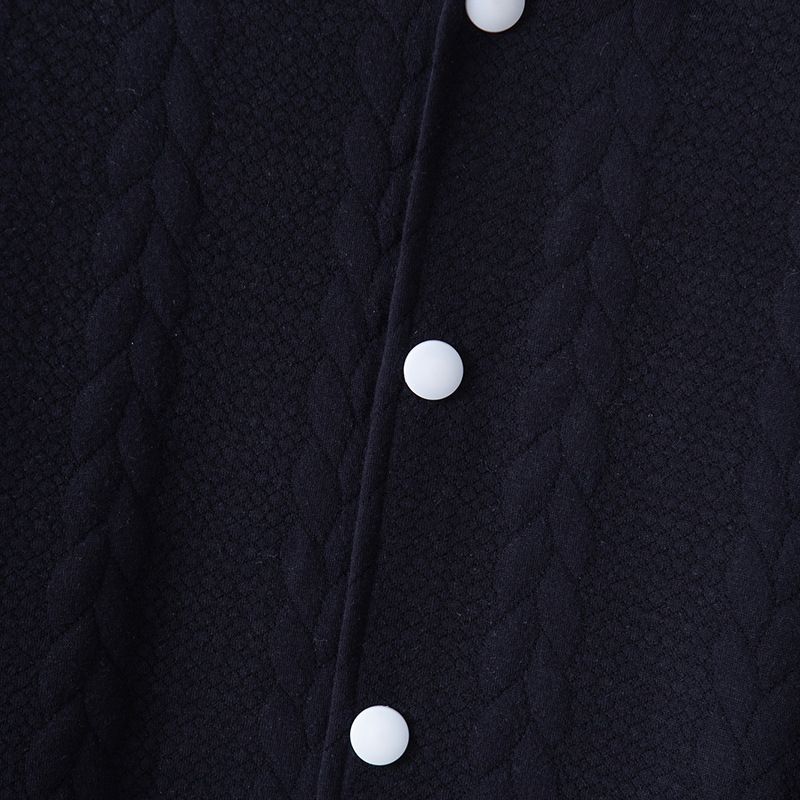 Herbst/Winter Herren Baseballuniform, gestrickt, Jacquard, einfarbig, Stehkragen, lässig, mit überschnittener Schulter, Button-Down-Jacke_voghion.com