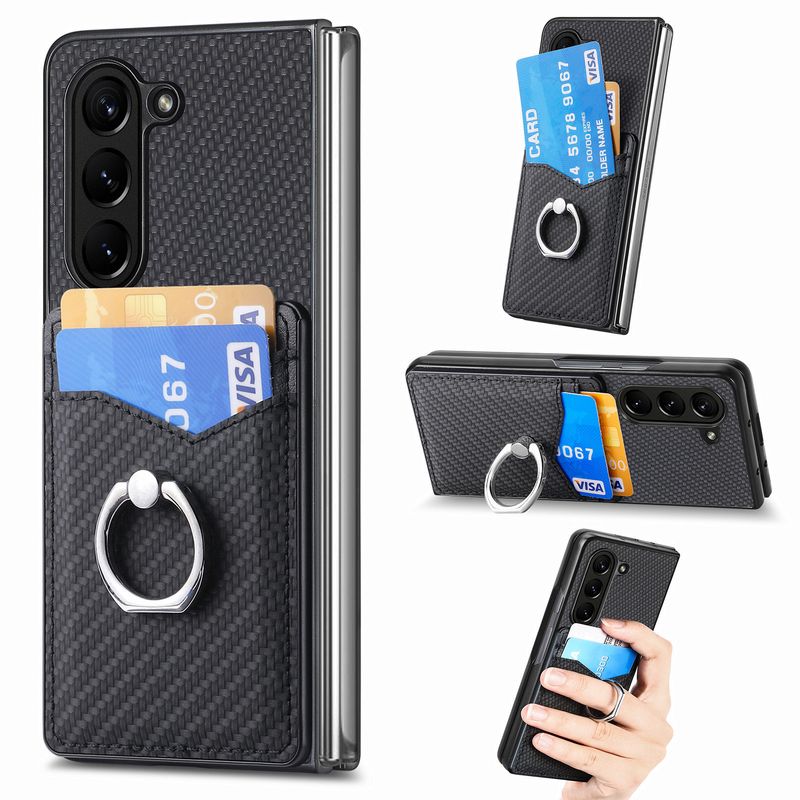 TechGlobe Compatible Samsung Fold7 Holder Phone Case Ring Stand Card Slot Multi-Function Z Fold 40% Off Screen Protector_voghion.com