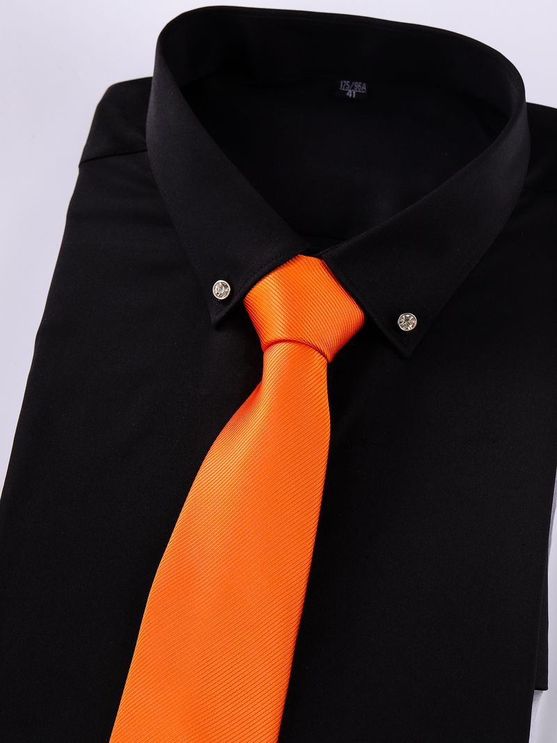 Cravatta nera a righe da uomo, elegante e formale, con cerniera, senza nodo, disponibile in magazzino, da 8 cm, facile da tirare._voghion.com