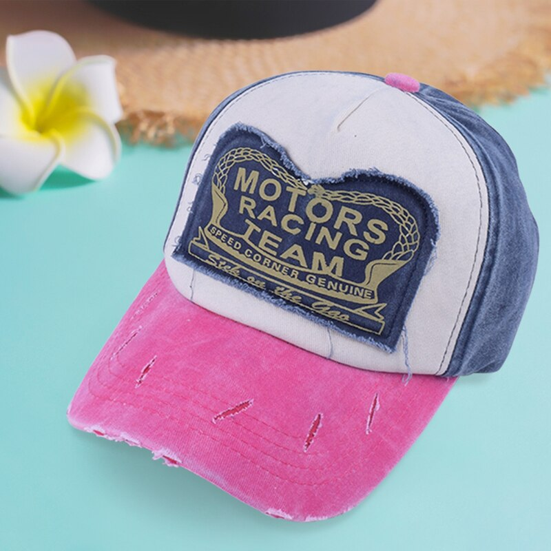 Fashionable Outdoor Sun Cap Visor Patch Color Matching Letter Wash Cloth Coated Baseball Cap_voghion.com