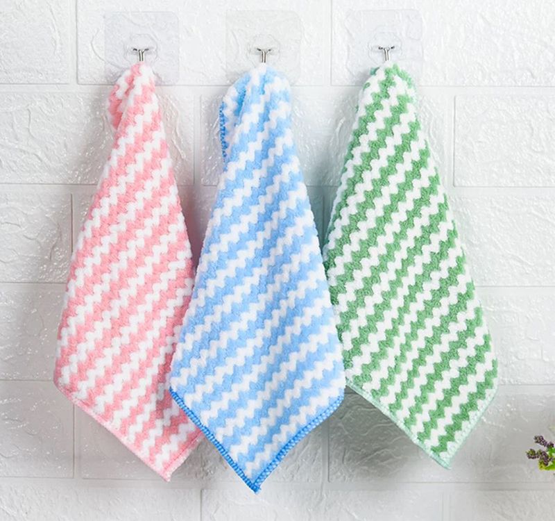 Mikrofaser-Reinigungstuch, samtweiches, verdicktes Geschirrtuch, hoch saugfähig, scheuernd, Küchenwaschlappen, Haushaltsreinigungstücher_voghion.com