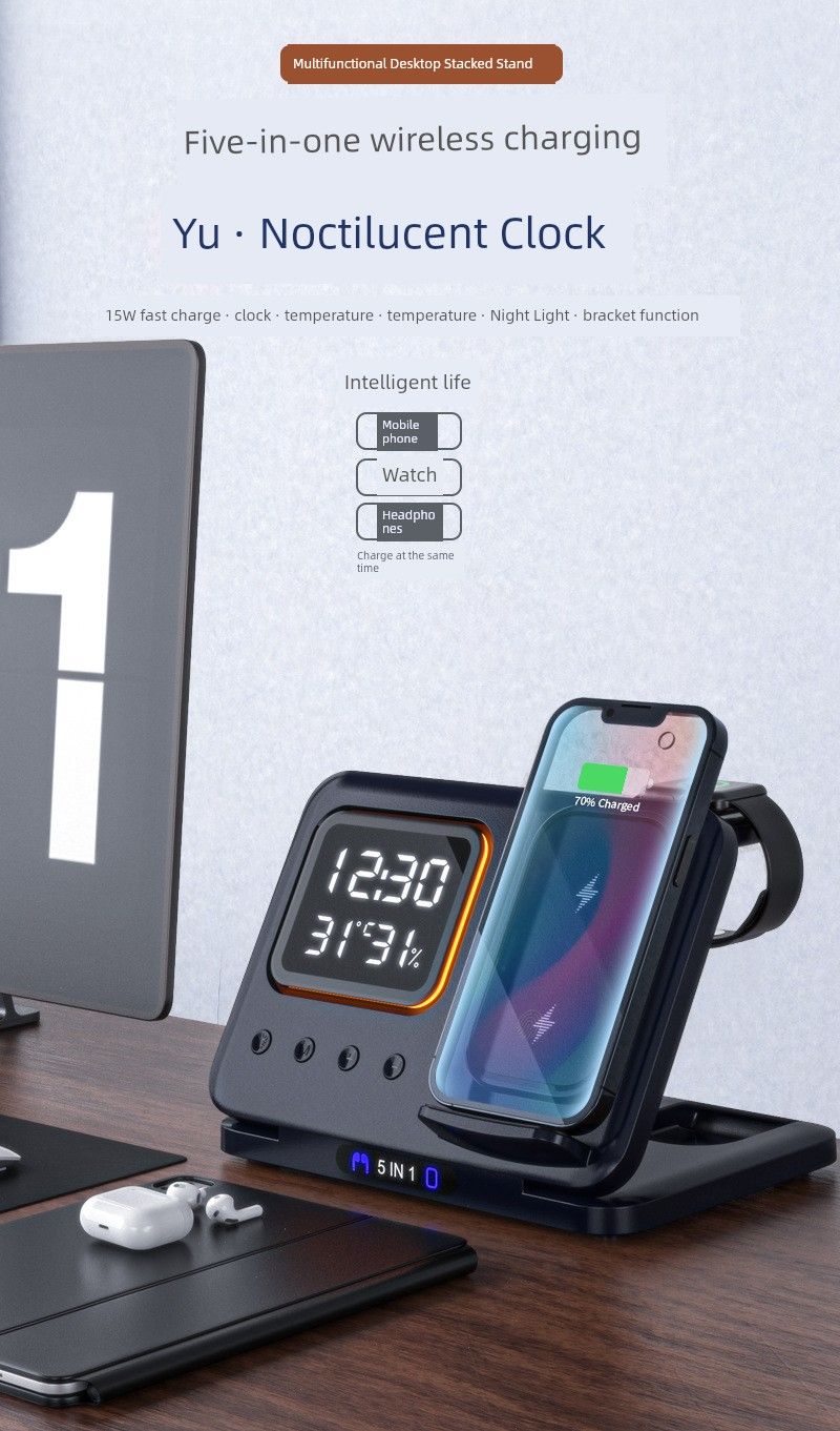 Wireless Charger Three-in-One For Huawei Iphone Iphone16 Samsung Mobile Phone Neutral Iphonewatch10 Watch 4 Headset_voghion.com