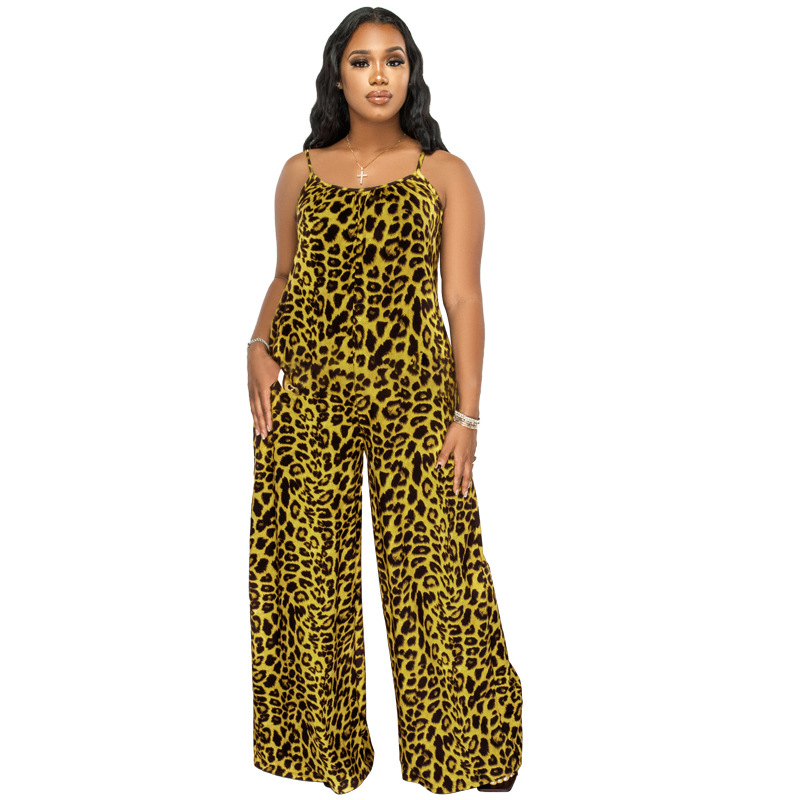 New Summer Leopard Print Casual Plus size Jumpsuit_voghion.com