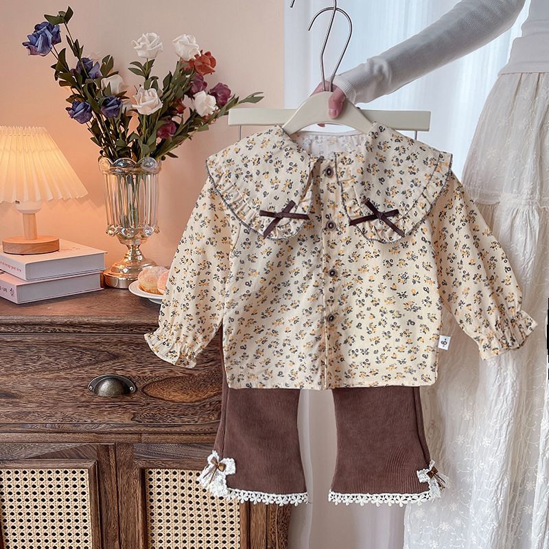 2025 neue modische Kleidung für Mädchen, süßer Blumenpullover für Vorschulkinder, Weste, dreiteiliges Set für Babys im Frühling und Herbst_voghion.com