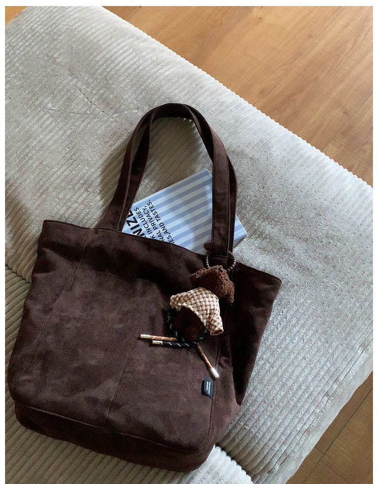 Borsa a mano semplice, leggera e di grande capacità, in pelle scamosciata_voghion.com