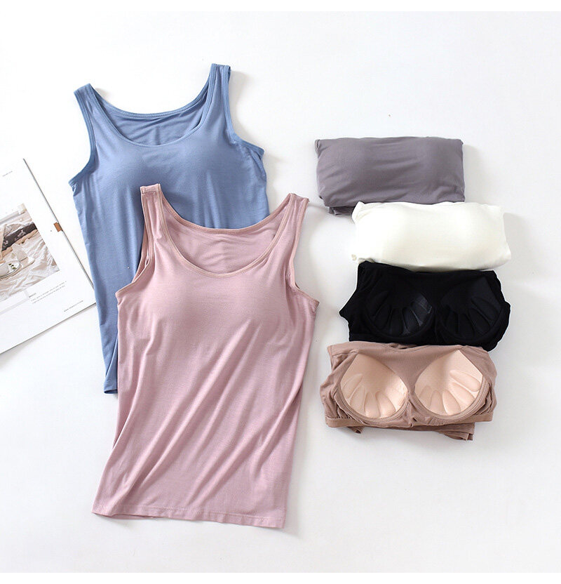 SUPERFLOWER Canotta da Donna Materiale Modale Reggiseno Incorporato Imbottito Elasticizzato Traspirante Canotta Fiess Top Solido Push Up_voghion.com