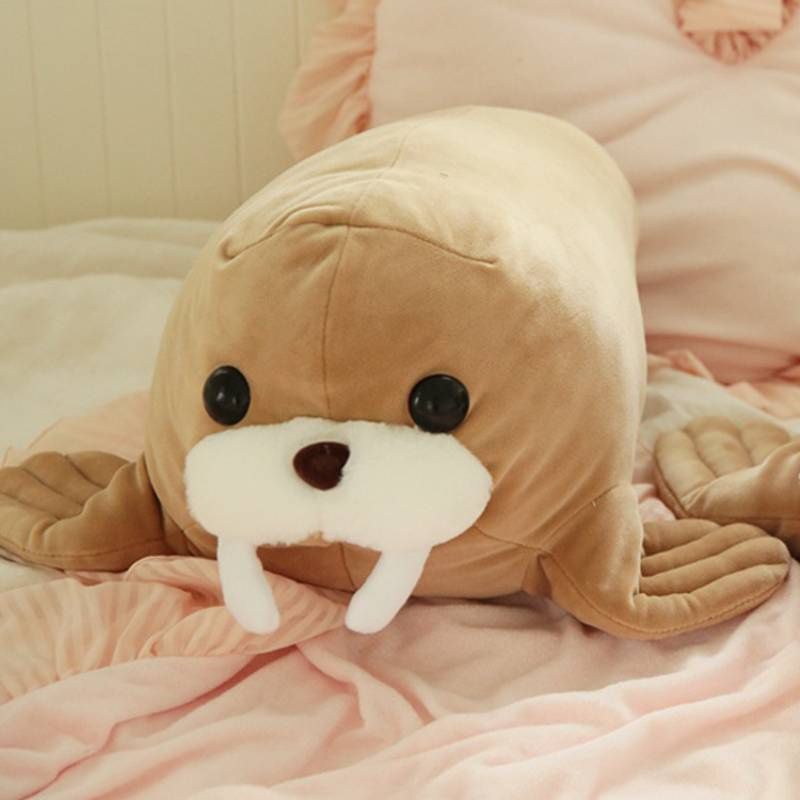 Cuscino di peluche morbido a forma di tricheco per camera da letto, ufficio o arredamento_voghion.com