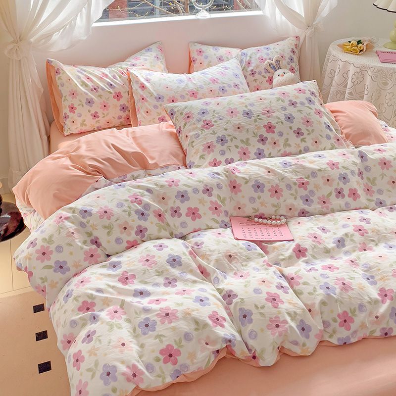 Housse de couette luxueuse Flora Bedding en polyester doux - Texture velours foulé_voghion.com