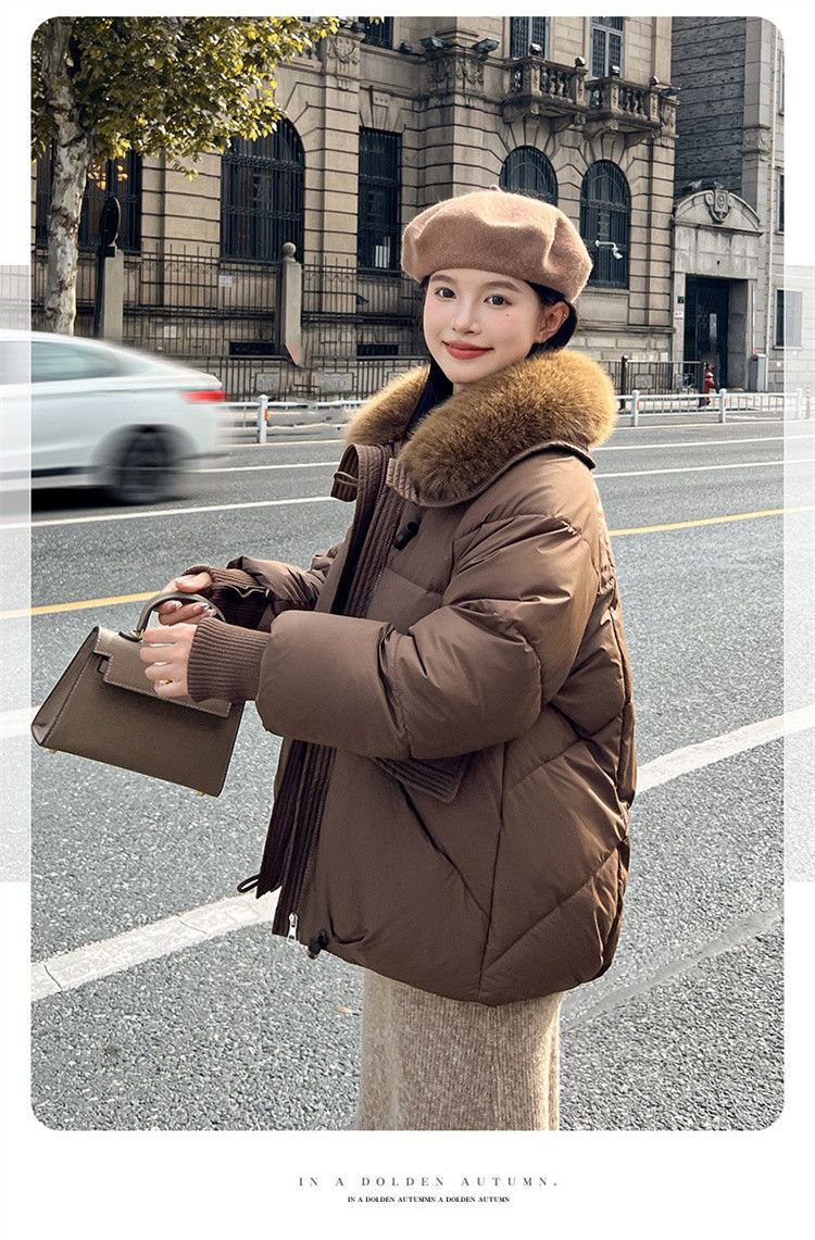 Damen Kurze Pufferjacke Winter Modischer Steppmantel Mit Kunstpelzkragen Für Kleine Größen_voghion.com