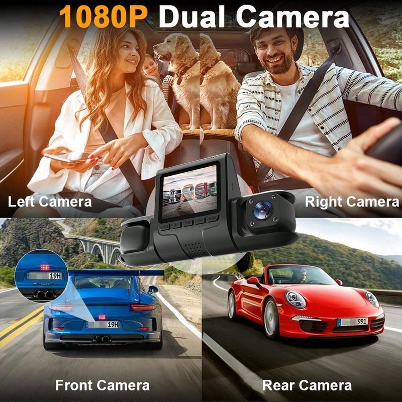 Videoregistratore di guida a quattro vie 1080P, visione notturna ad alta definizione, grandangolo, telecamera di sorveglianza per veicoli DVR_voghion.com