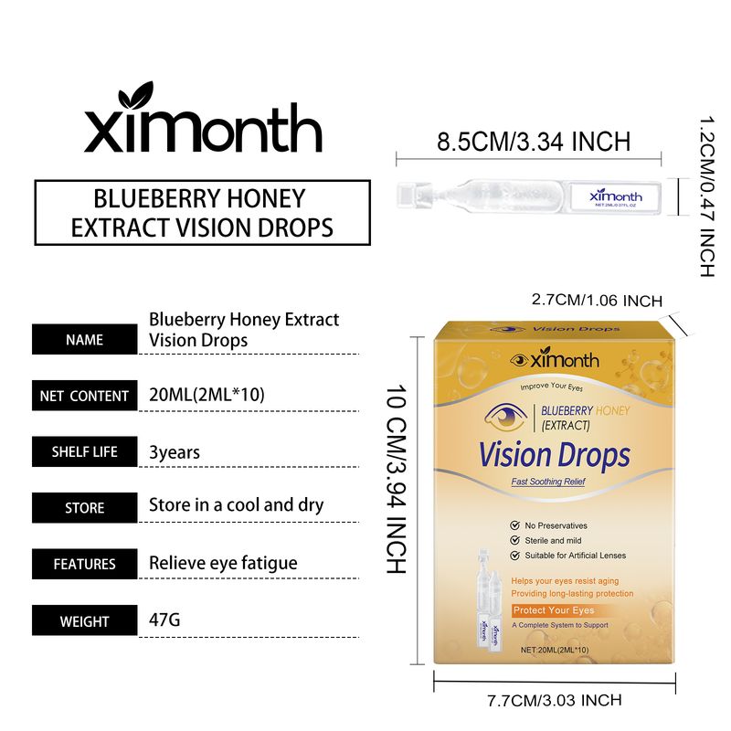 Ximonth Blueberry Honey Eye Drops Ease Astringent Blurred Vision Moisturizing Eye Drops_voghion.com