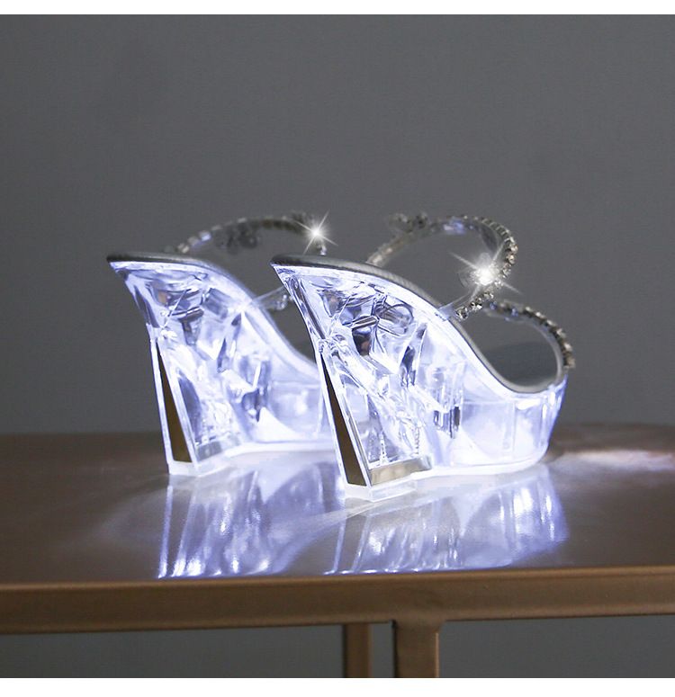 Scarpe con plateau e cristalli illuminati - Tacchi alti con strass glitterati per palcoscenici, discoteche e balli, scarpe da discoteca antiscivolo con luci a LED_voghion.com