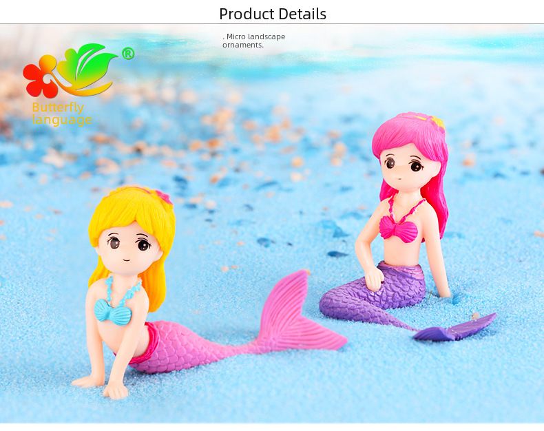 Mermaid DIY micro landscape aquarium decoration waterscape creative beauty cake keychain plastic ornaments crafts_voghion.com