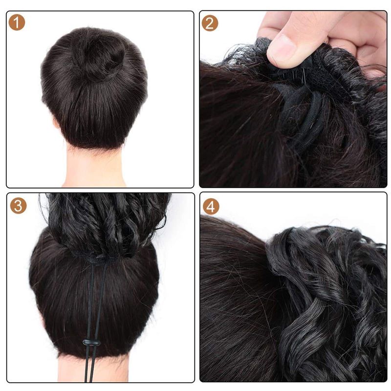 Ponytail Wig - Gray Curly Hair With Adjustable Drawstring (Elastic Band Natural-Looking & Ready To Wear)_voghion.com