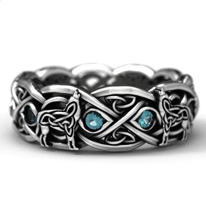 Huitan Viking Nordic Mythical Giant Werewolf Ring Defense Totem Wolf Fashion Hip Hop Rock Neutral Finger Punk Gift_voghion.com