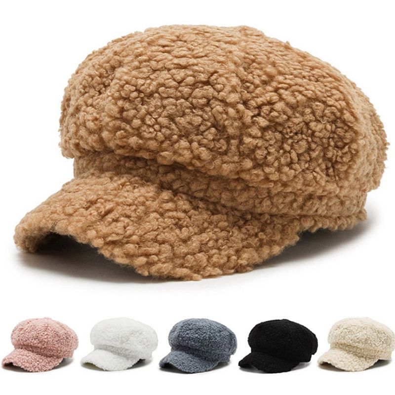 Hot Sale Women's Lamb Wool Berets Autumn and Winter Fashion All-match Hat Painter Octagonal Cap_voghion.com