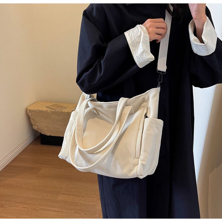 Corduroy for women, large capacity 2024 new autumn winter versatile single shoulder crossbody bag, high-end sensory and_voghion.com