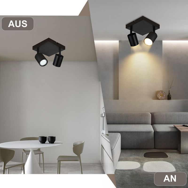 Glitzerlife Deckenleuchte 2 Flammig Deckenstrahler Weiß - Deckenlampe Eckig Deckenspots GU10 Modern Flurlampe 330° Schwenkbar Wandstrahler Aus Metall Für Küche_voghion.com