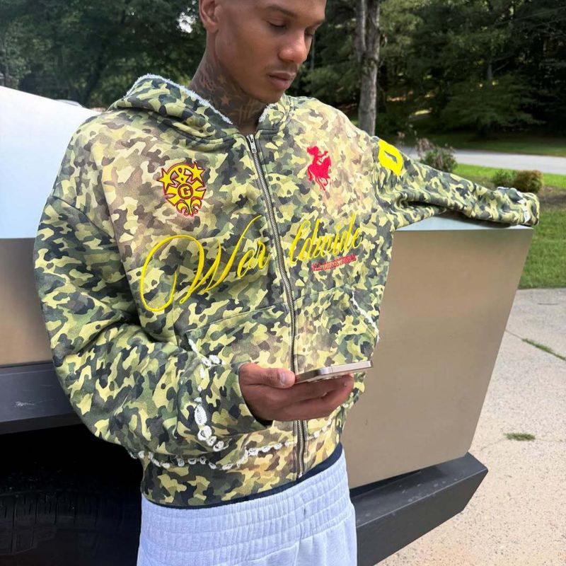 Erkek Giyim Sokak Kapüşonlu Sweatshirt Ceket Retro Uzun Kollu Üst Unisex Baskılı Kapüşonlu Pamuklu Uzun Kollu Gömlek_voghion.com