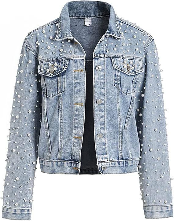 Damenbekleidung Neue robuste Jeansjacke mit Diamantnieten für Damen Langärmelige, lockere, schlanke Modejacke im koreanischen Stil_voghion.com
