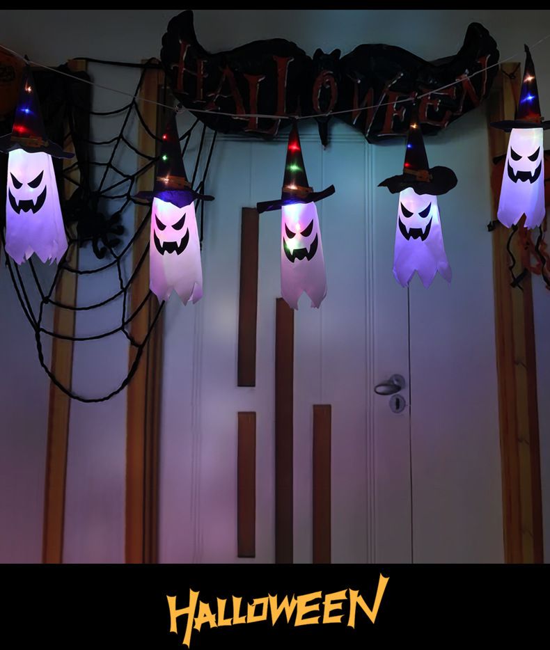 Solar-Powered Halloween Decorations - 5-Piece Witch String Lights For Outdoor, Porch, Fence, Waterproof & Energy-Efficient Spooky Party Decor_voghion.com