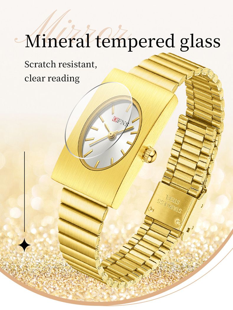 Women's Minimalist Rectangular Watch – Japanese Quartz Movement, Bamboo-Inspired Bracelet, Elegant & Lightweight_voghion.com